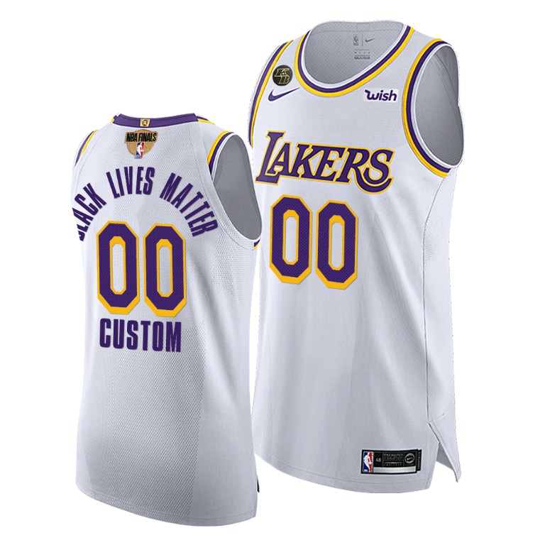 Men's Los Angeles Lakers Custom #00 NBA Social justice Authentic 2020 G3 Finals White Basketball Jersey PVJ7583KK